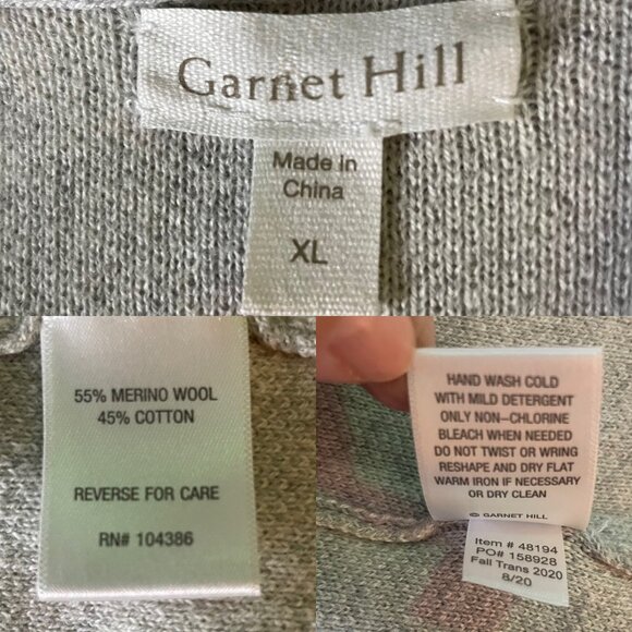 Garnet Hill Women’s Open Front Long Cardigan Size XL Merino Wool & Cotton Blend - Picture 3 of 6